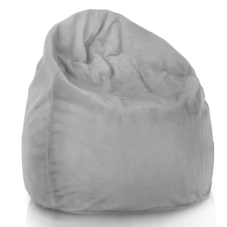 Pouf sacco gigante Yeti grigio per adulti, morbido materiale in pelliccia