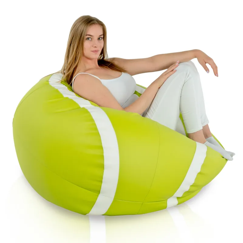 Poltrona Pouf Pallone Verde lime Tennis - Ecopelle – vista 6