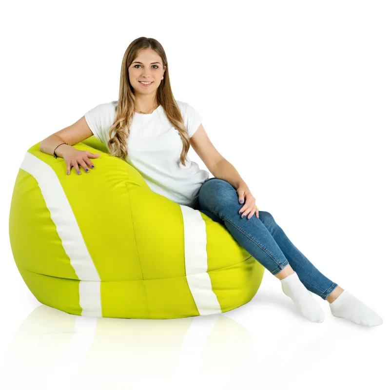 Poltrona Pouf Pallone Verde lime Tennis - Ecopelle – vista 2