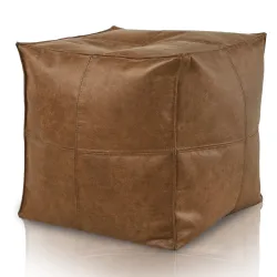 Pouf cubo quadrato con cuciture - Vera Pelle Premium