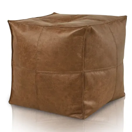 Pouf cubo quadrato con cuciture - Vera Pelle Premium
