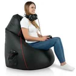Poltrona sacco nera versatile, adatta per salotti e aree gaming