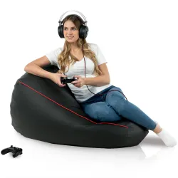 Poltrona sacco nera resistente, ideale per stanze giochi per bambini e setup gaming