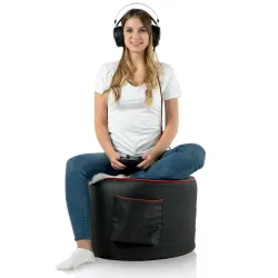 Sedia pouf gaming cilindrica in ecopelle, perfetta per il soggiorno o la camera dei ragazzi