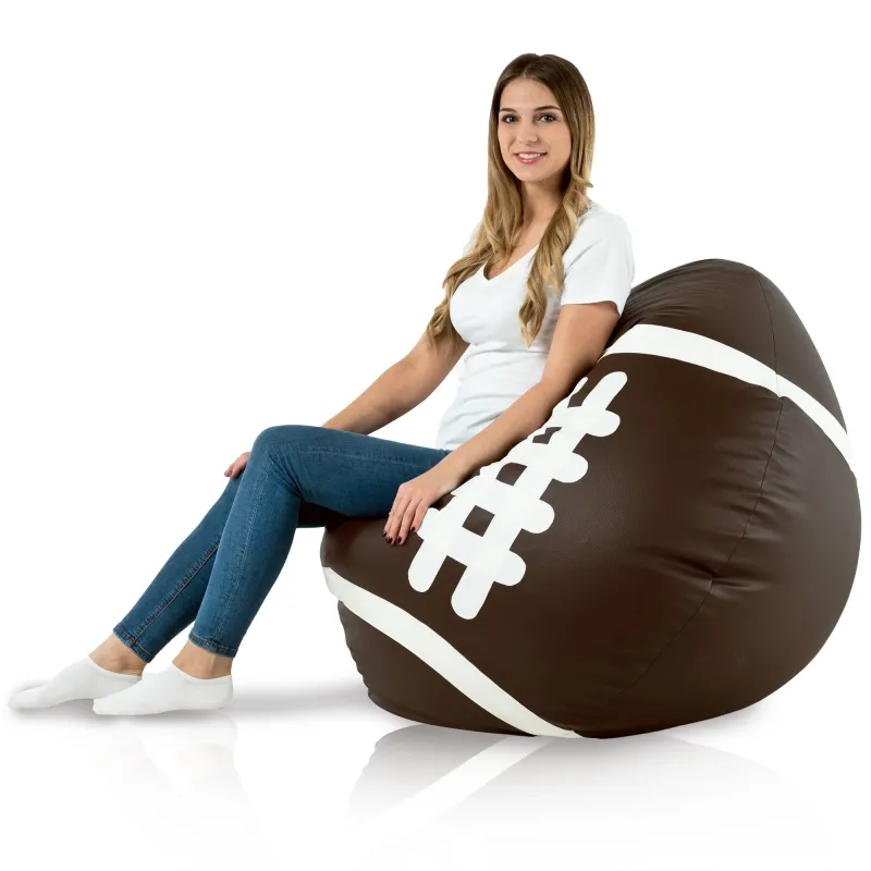Poltrona Pouf Pallone Marrone scuro  Rugby - Ecopelle – vista 4