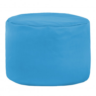 Azzurro Pouf Cilindro Ecopelle