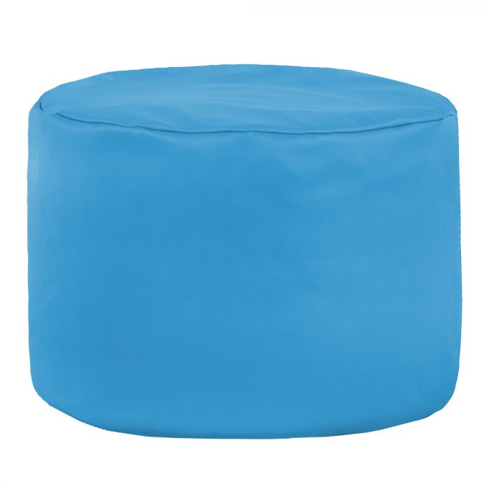 Azzurro Pouf Soggiorno Cilindro Ecopelle