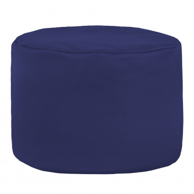 Blu scuro Pouf Cilindro Ecopelle