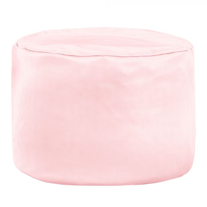 Pouf tondo rosa in ecopelle di qualità. Pouf seduta imbottito