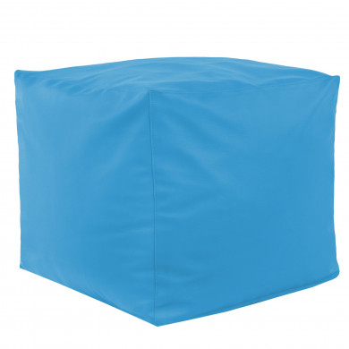 Azzurro Pouf Cubo Ecopelle