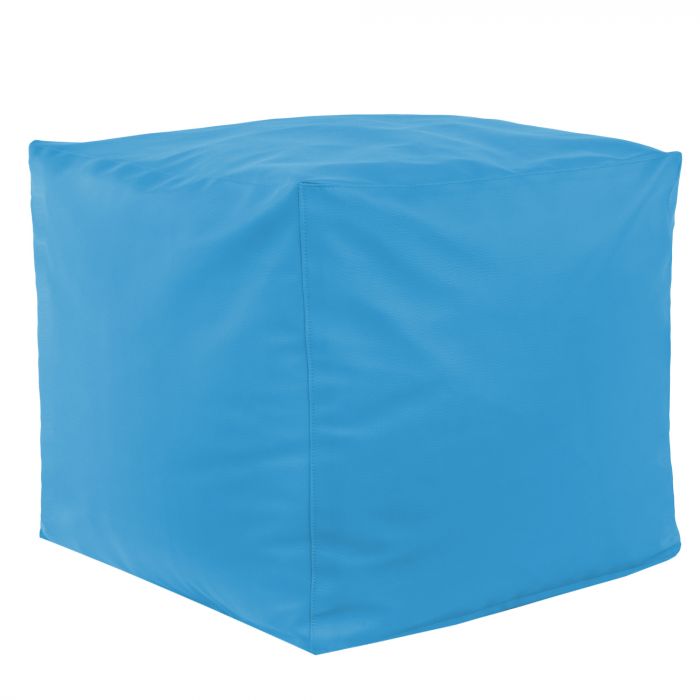 Azzurro Pouf Cubo Seduta Ecopelle