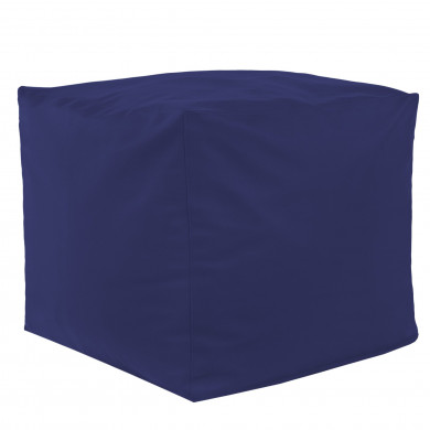 Blu scuro Pouf Cubo Ecopelle