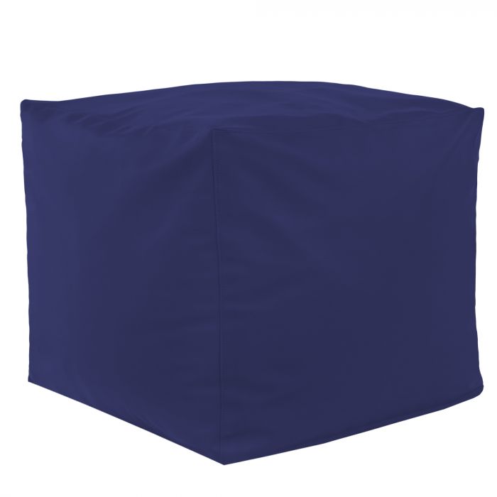 Blu scuro Pouf Cubo Seduta Ecopelle