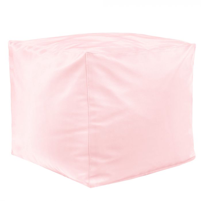 Rosa Chiaro Pouf Cubo Seduta Ecopelle