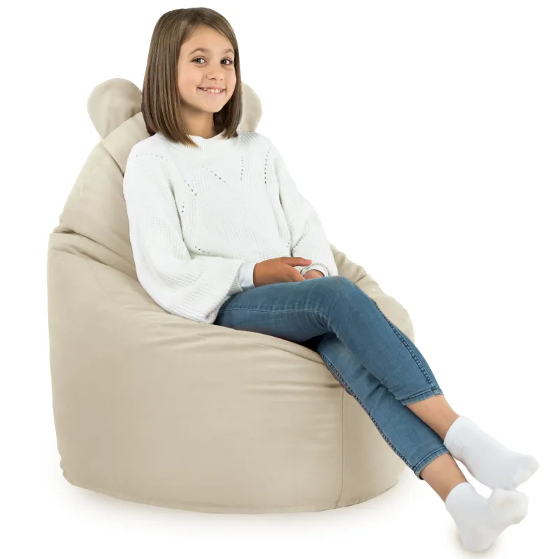 Elegante poltrona pouf per bambini in velluto teddy, comoda