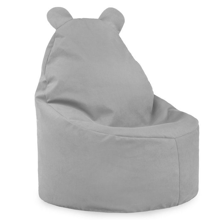 Poltrona Pouf Teddy Velluto Grigio Chiaro