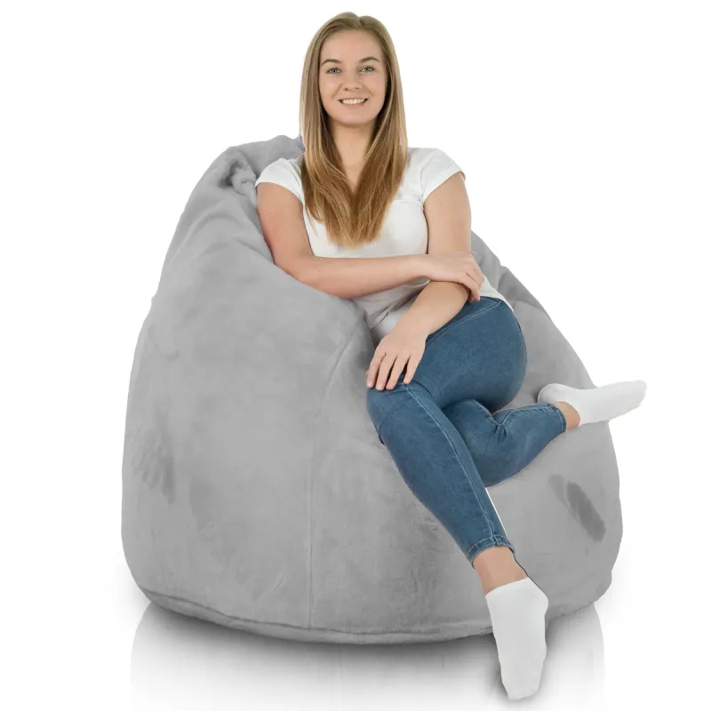 Pouf sacco Yeti grigio testurizzato, perfetto per uso interno ed esterno