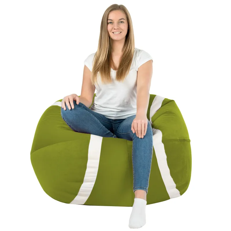 Poltrona Pouf Pallone Verde Tennis - Velluto Soft – vista 3