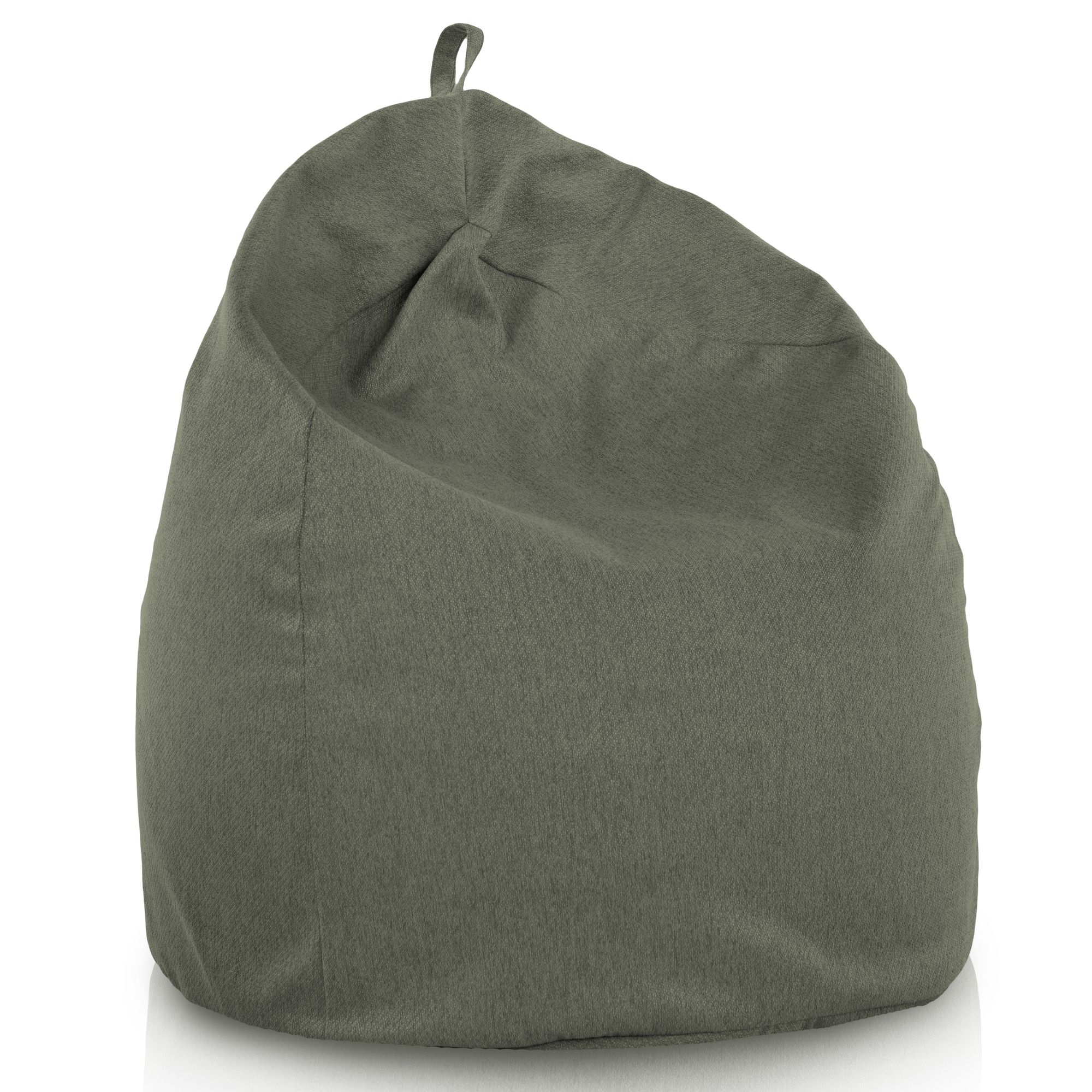 Pouf sacco morbido verde in tessuto ecologico. Poltrona sacco xl