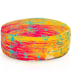 Pouf Poggiapiedi Rotondo - Tessuto Stampato Premium