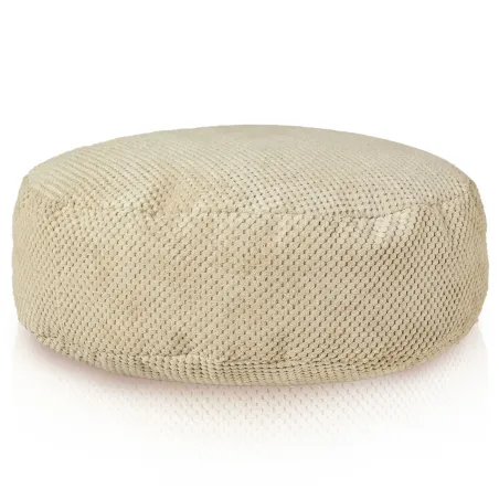 Puff poggiapiedi Beige Dot in morbido velluto, perfetto per il soggiorno