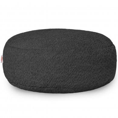 Nero bouclé pouf poggiapiedi