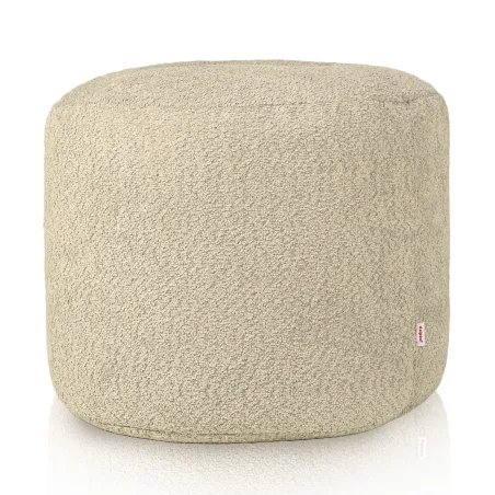 Pouf cilindro beige in boucle fabric, perfect for modern interiors