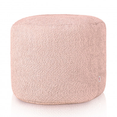 Pouf cilindro bouclè rosa cipria