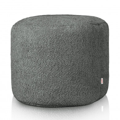 Pouf cilindro bouclè grigio