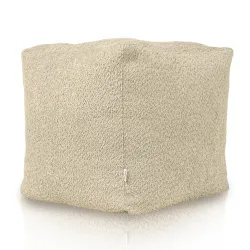 Pouf beige morbido in tessuto boucle per aree accoglienti