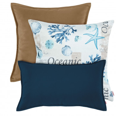 Set di cuscini Ocean beige e blu navy