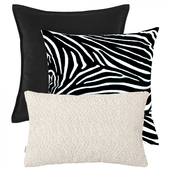 Set di cuscini bianco e nero e zebra