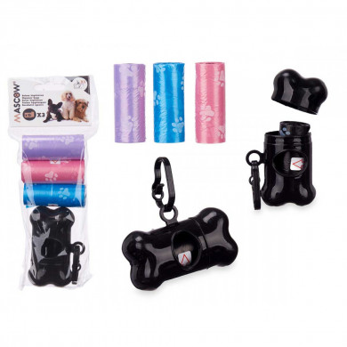 Set contenitore per sacchetti per feci + 3 rotoli da 15 pz.