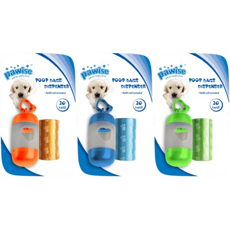 Dispenser per sacchetti di feci 2 x 20 sacchetti, accessorio pratico per proprietari di cani