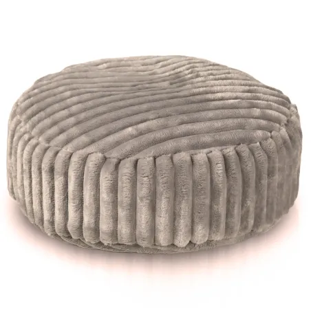Pouf beige a righe, elegante poggiapiedi per il soggiorno