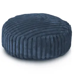 Pouf Poggiapiedi Rotondo - Velluto A Coste Larghe Royal