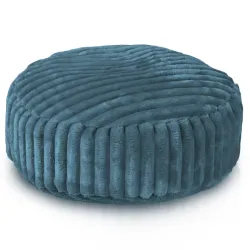 Pouf Poggiapiedi Rotondo - Velluto A Coste Larghe Royal