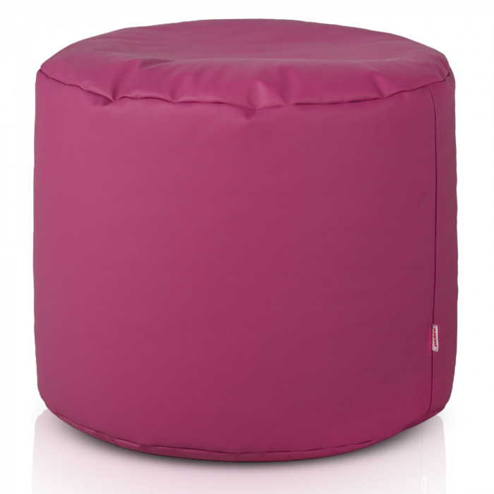 Fucsia Pouf Soggiorno Cilindro Ecopelle