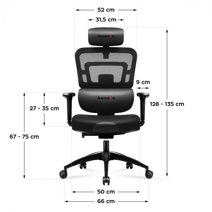 Dimensioni della poltrona da gioco Huzaro Combat 7.0 Nero