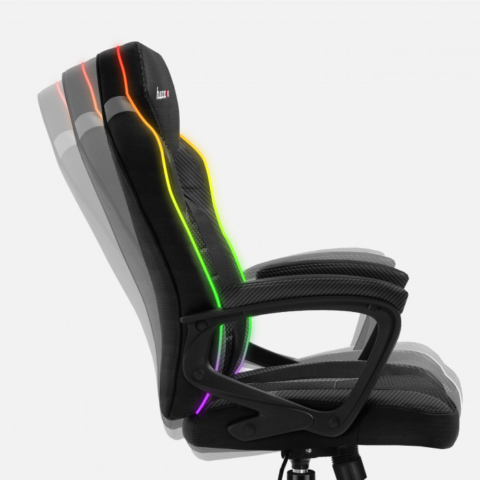 Lato sinistro della sedia Huzaro Force 2.5 Carbon RGB con funzione di dondolo