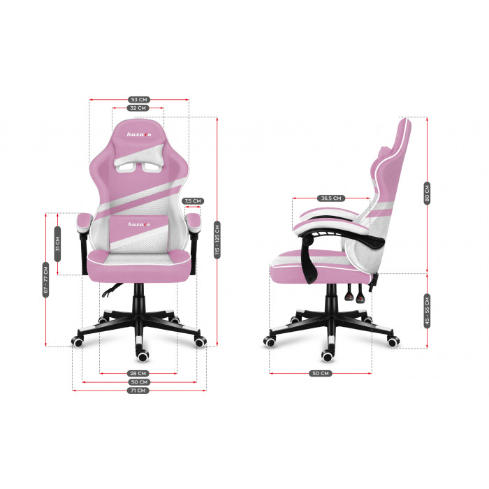 Dimensioni della sedia Huzaro Force 4.4 Rosa Mesh