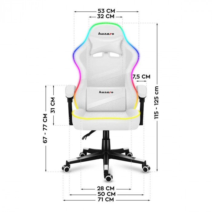 Dimensioni della sedia Huzaro Force 4.4 RGB Bianco