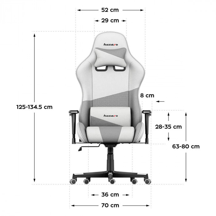 Dimensioni della sedia Huzaro Force 6.2 Bianco mesh