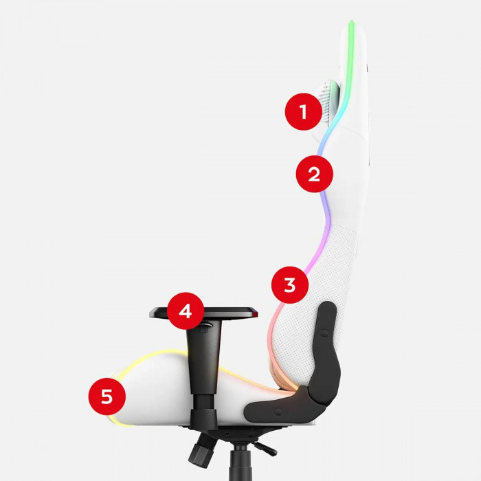 Lato della sedia da gioco Huzaro Force 6.2 Bianco RGB 