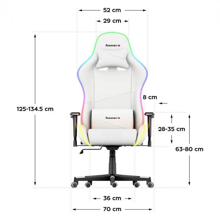 Dimensioni della sedia Huzaro Force 6.2 Bianco RGB