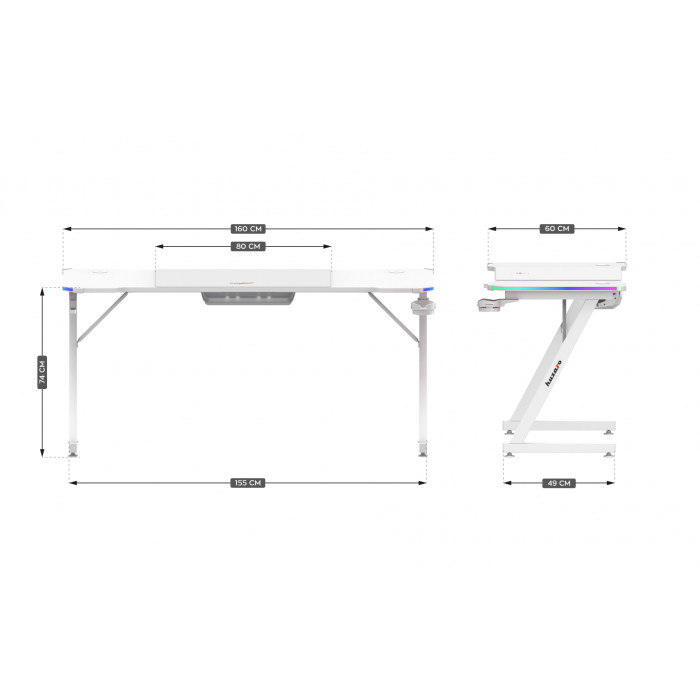 Dimensioni del tavolo Hero 4.8 RGB LED