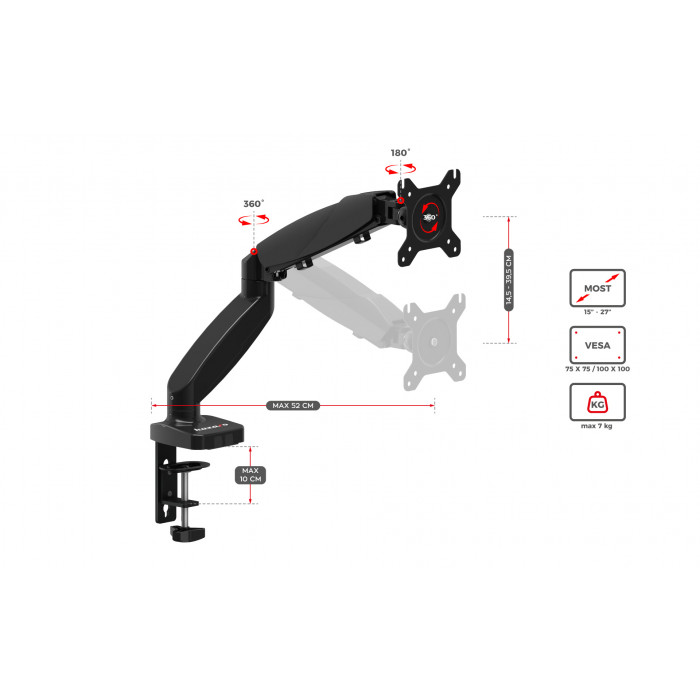 Dimensioni del supporto per monitor Huzaro 1.2