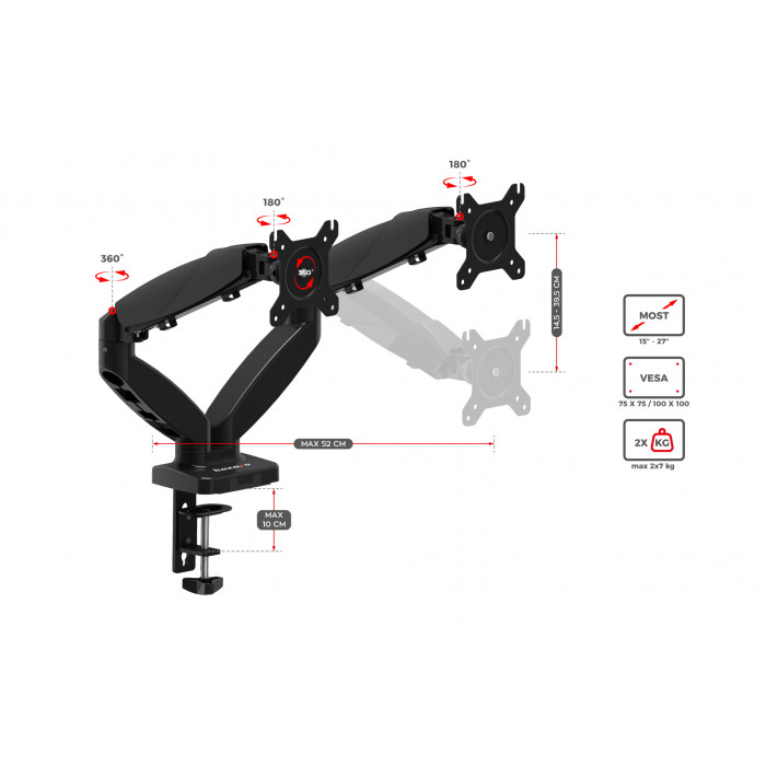 Dimensioni del supporto per monitor Huzaro 2.2