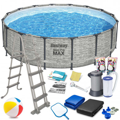 STEEL PRO MAX piscina fuori terra rotonda rigida Metal Frame esterno 549 x 122 cm, 18in1 Bestway 5618Y