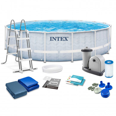 piscina fuori terra rotonda rigida Metal Frame esterno 488 x 122 cm 12in1 Intex 26746